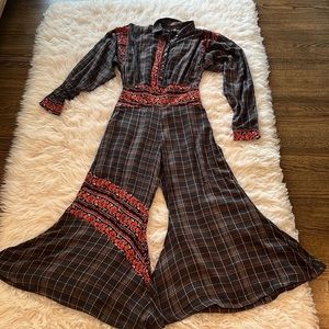 Amazing Rare Free People Flare Leg Jumpsuit Bell Bottom
